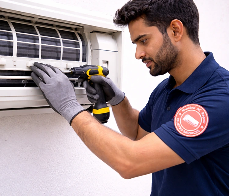 Technician servicing AC